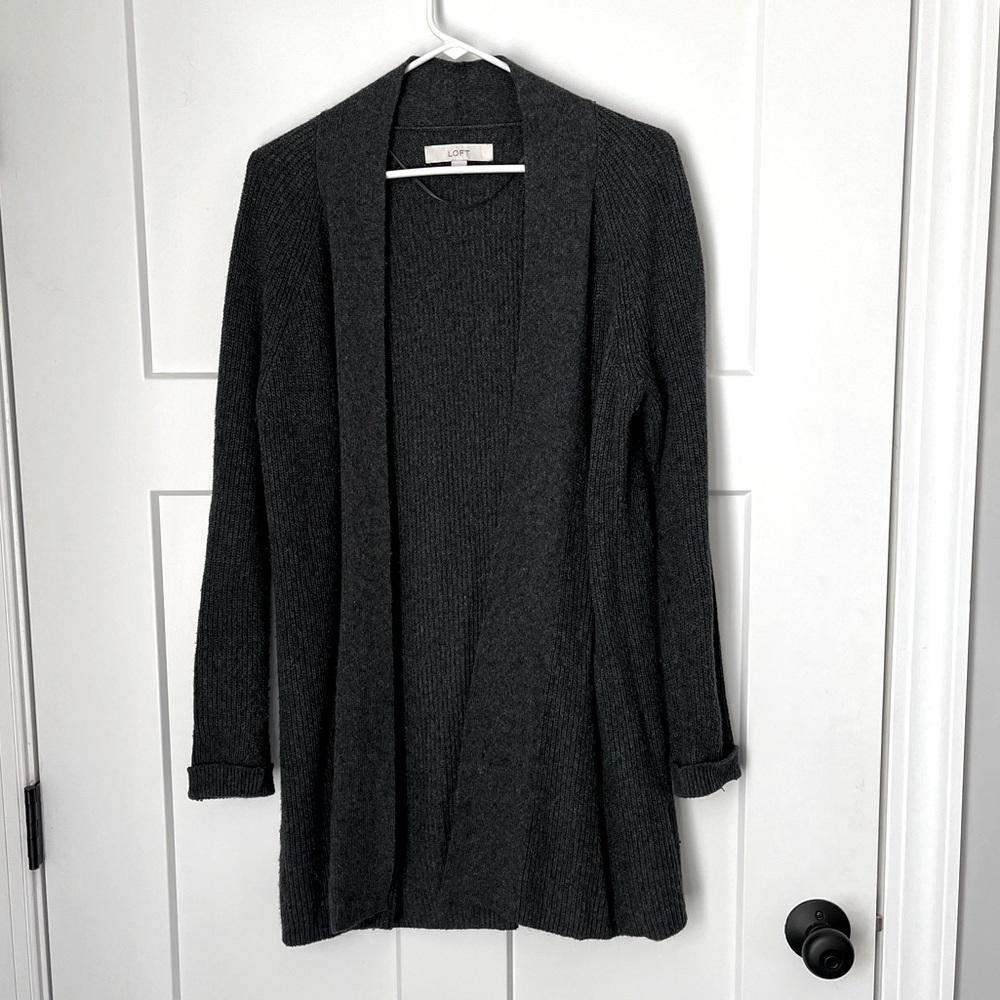 Like New - Loft Dark Gray Long Cardigan Sweater